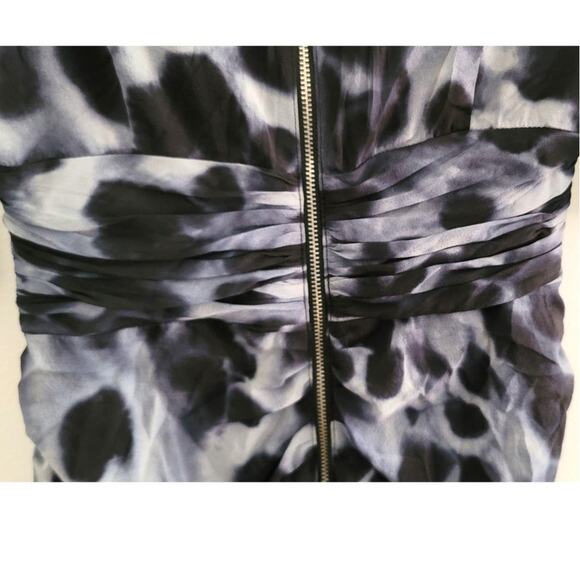 Whistles Silk Blend Blue Tones Ruched Full Back Zip Bodycon Dress 6 - Picture 8 of 12